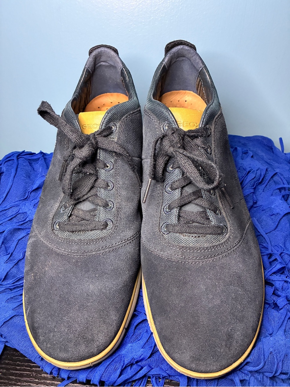 Geox Navy Suede Sneakers with Tan Trim